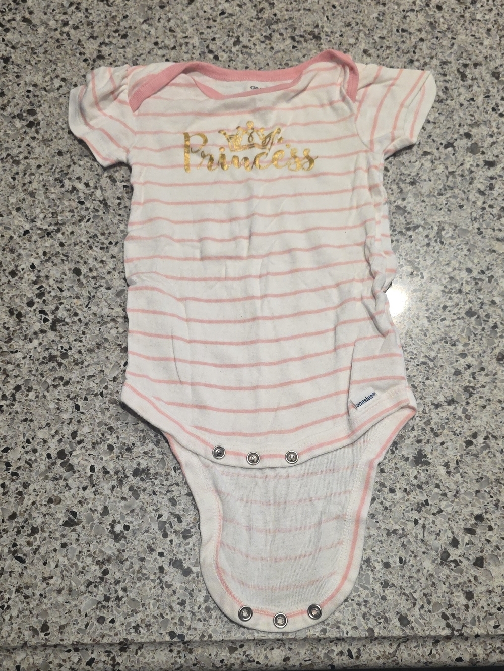 Gerber Pink & White Striped "Princess" One-Piece Bodysuit